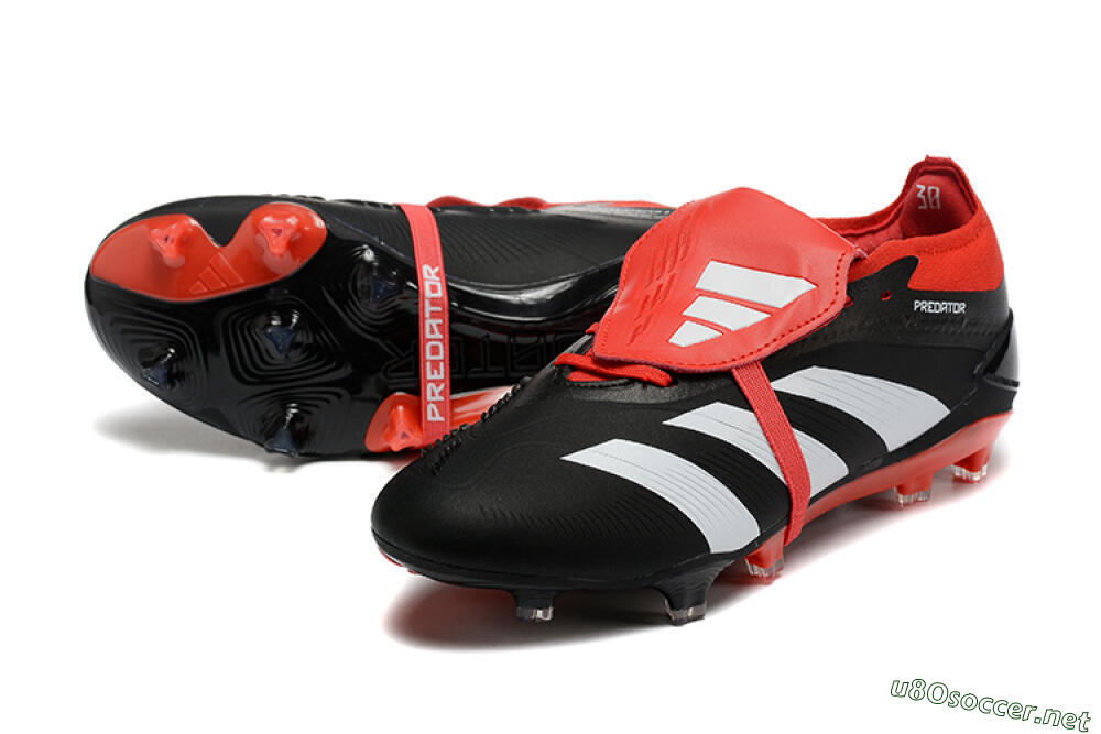 Men's Adidas Predator Elite Foldover Tongue FG Football Boots - Black/White/Red 3