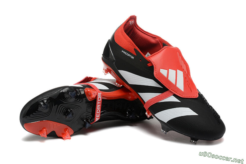 Men's Adidas Predator Elite Foldover Tongue FG Football Boots - Black/White/Red 4
