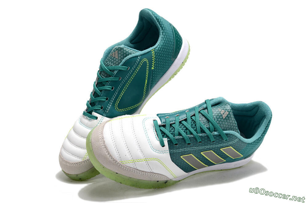 Men's Adidas Top Sala IC Football Shoes - White/Green/Yellow 3