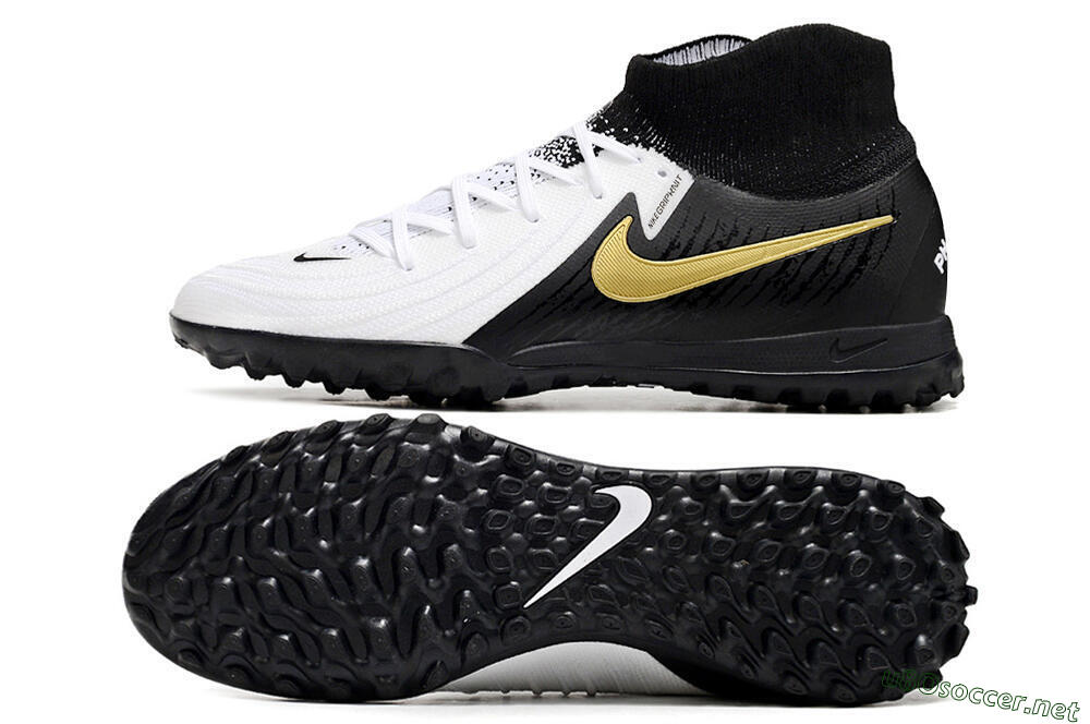 Unisex Nike Phantom Luna 2 Elite TF Football Shoes - White/Black/Gold 1