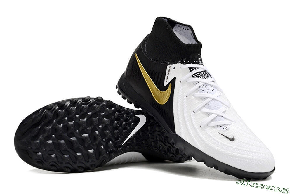 Unisex Nike Phantom Luna 2 Elite TF Football Shoes - White/Black/Gold 3
