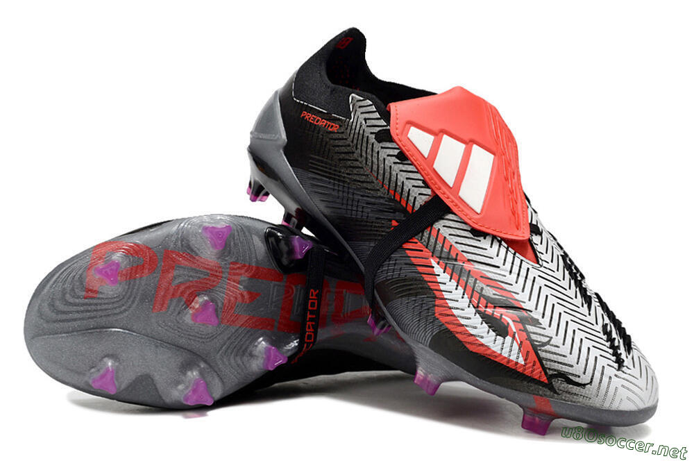 Men's Adidas Predator Elite Foldover Tongue FG Football Boots - Black/White/Red 3