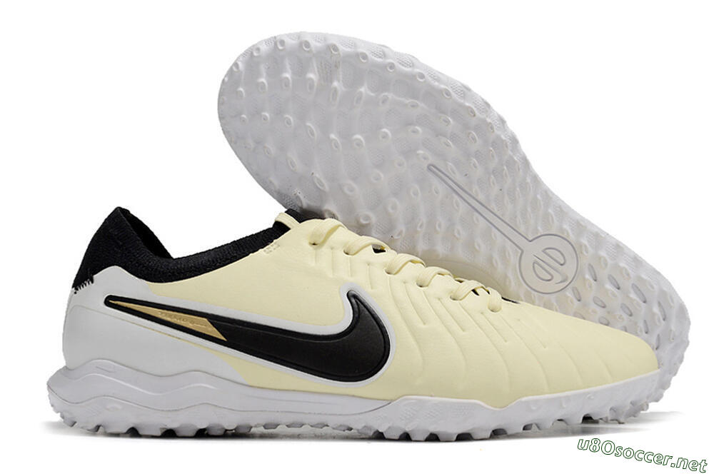 Men's Nike Tiempo Legend 10 Pro TF Football Shoes - Beige/Black/White 2