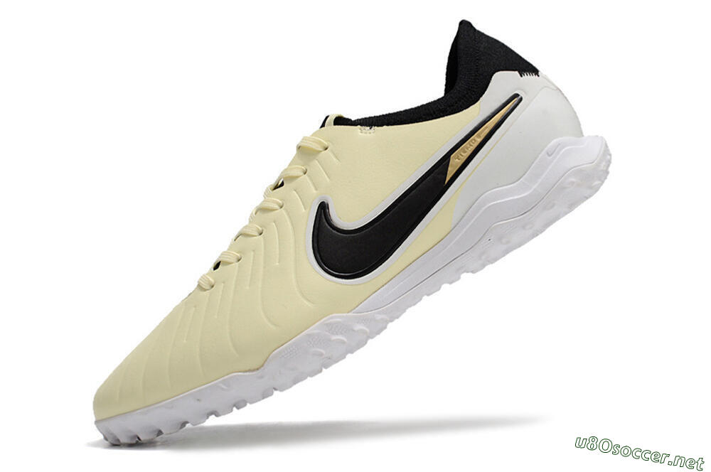Men's Nike Tiempo Legend 10 Pro TF Football Shoes - Beige/Black/White 5