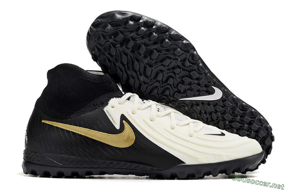 Men's Nike Phantom Luna Elite NU TF Football Shoes - White/Black/Gold 2