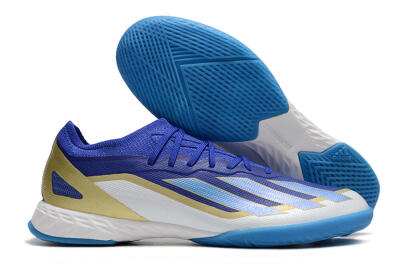 Men's Adidas X Crazyfast.1 Messi IC Football Shoes - Blue/Jade/Gold/White