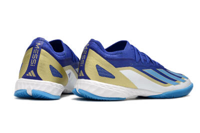Men's Adidas X Crazyfast.1 Messi IC Football Shoes - Blue/Jade/Gold/White