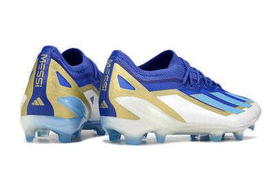 Men's Adidas X Crazyfast.1 Messi FG Football Boots - Blue/Jade/Gold/White