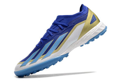 Men's Adidas X 23 Crazyfast.1 TF Football Shoes - Blue/Gold/White