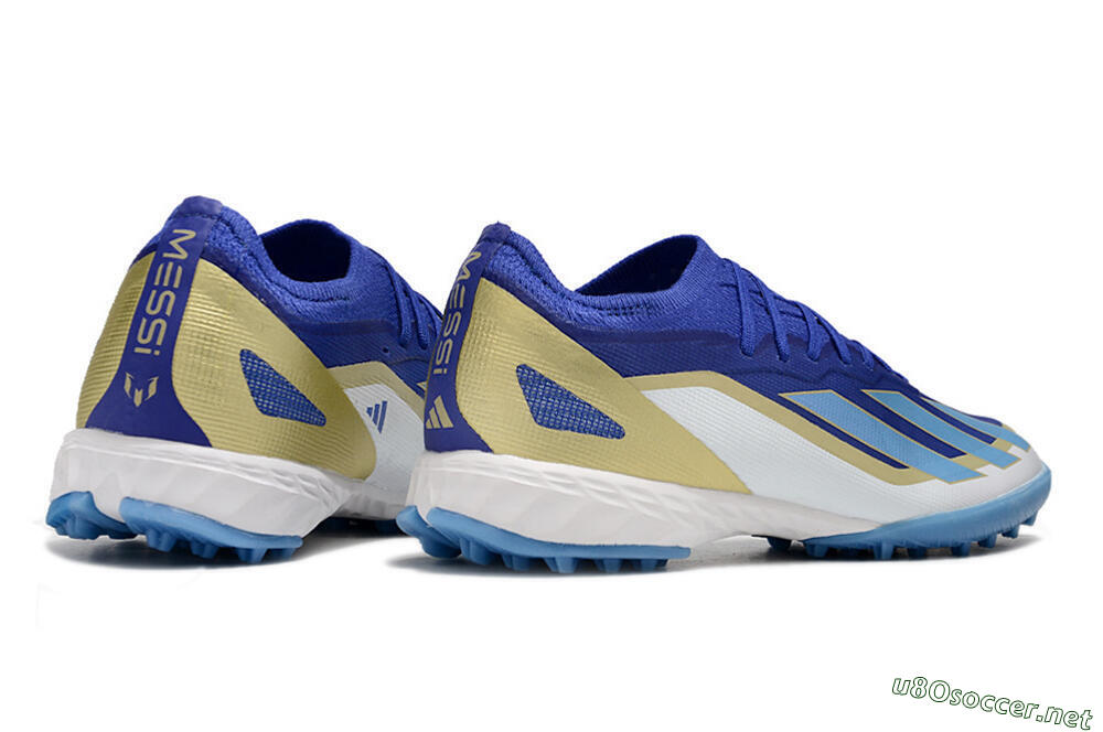 Men's Adidas X 23 Crazyfast.1 TF Football Shoes - Blue/Gold/White 6