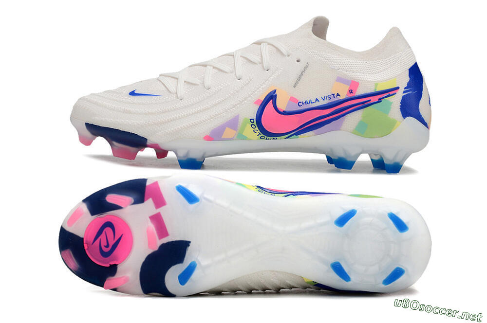 Unisex Nike Phantom Luna Elite FG Football Boots - White/Rainbow 1