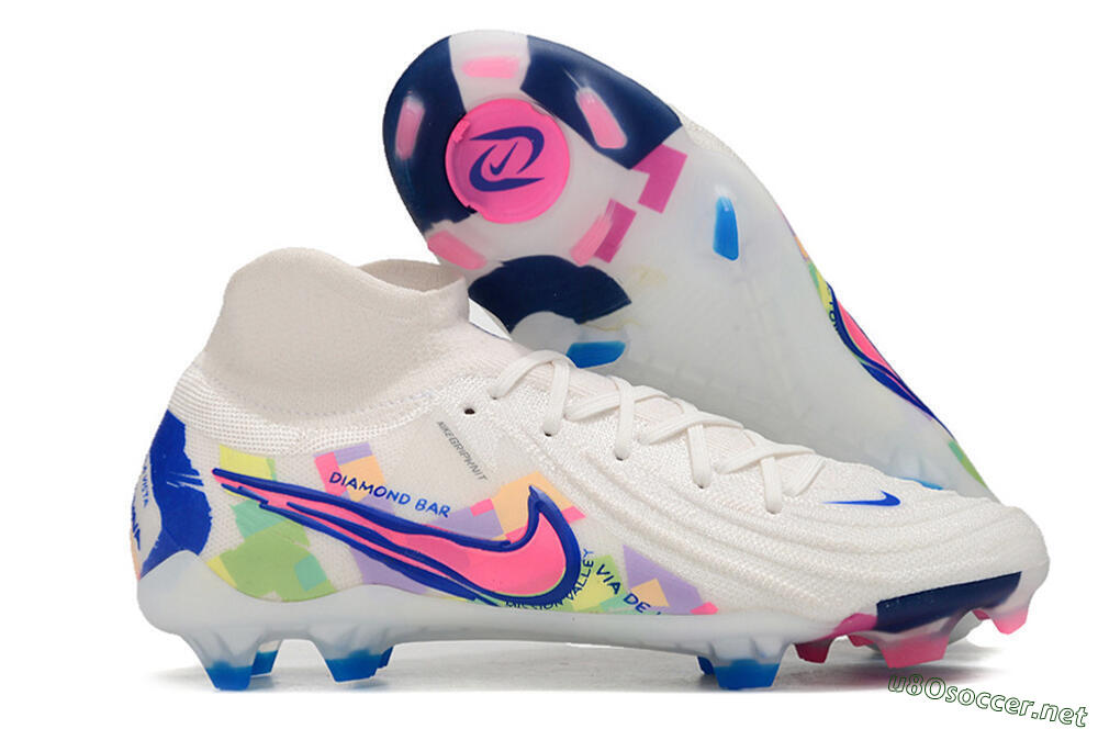 Unisex Nike Phantom Luna Elite FG Football Boots - White/Rainbow 2