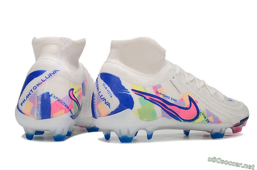 Unisex Nike Phantom Luna Elite FG Football Boots - White/Rainbow 6