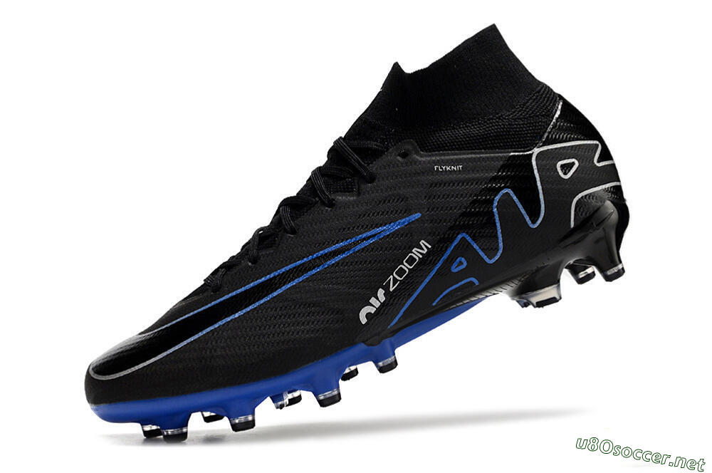 Unisex Nike Air Zoom Mercurial Superfly 9 Elite AG Football Boots - Black/Blue/White 5
