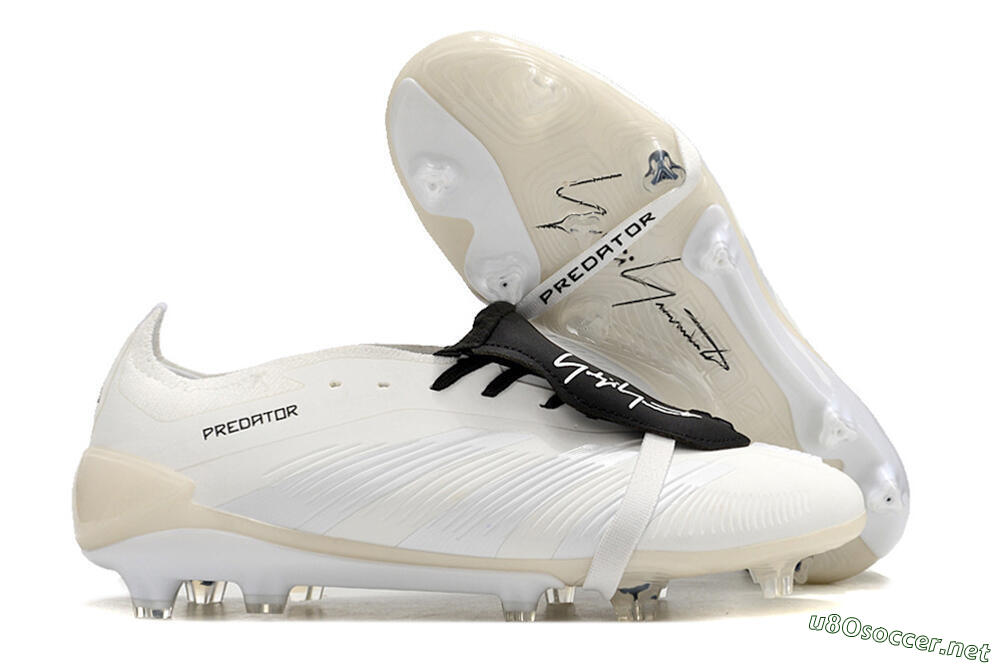 Unisex Adidas Predator Elite Foldover Tongue FG Football Boots - Beige/Black/White 2