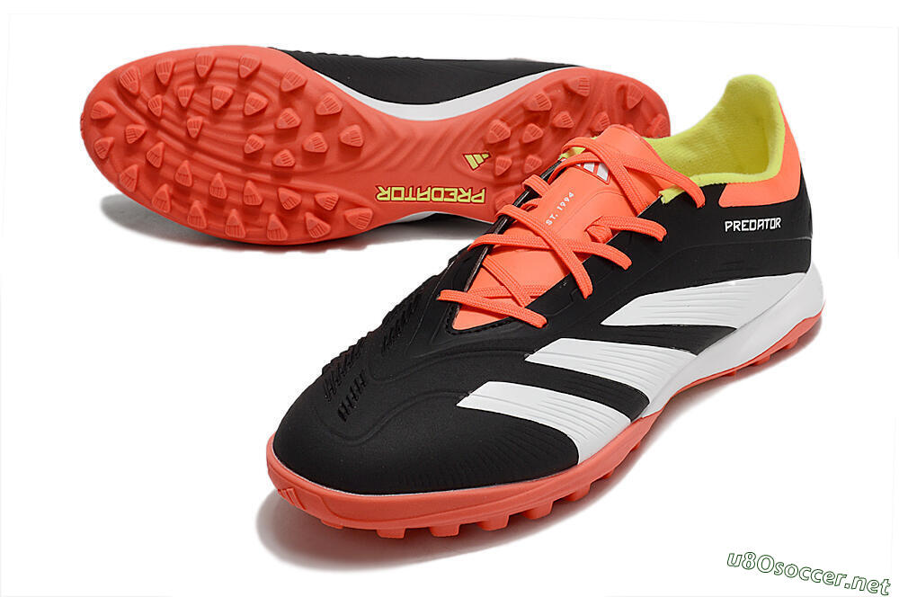 Men's Adidas Predator 24 Elite TF Football Shoes - Black/White/Orange 3