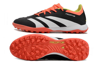 Men's Adidas Predator 24 Elite TF Football Shoes - Black/White/Orange