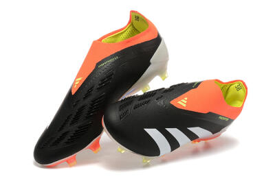 Men's Adidas Predator Accuracy+ Laceless FG Football Boots - Black/White/Orange