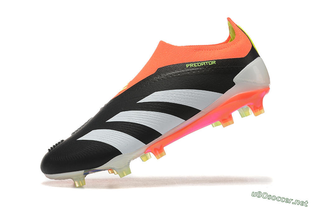 Men's Adidas Predator Accuracy+ Laceless FG Football Boots - Black/White/Orange 7