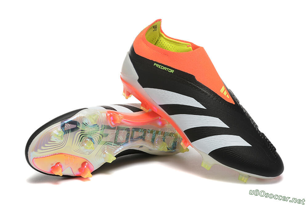 Men's Adidas Predator Accuracy+ Laceless FG Football Boots - Black/White/Orange 0