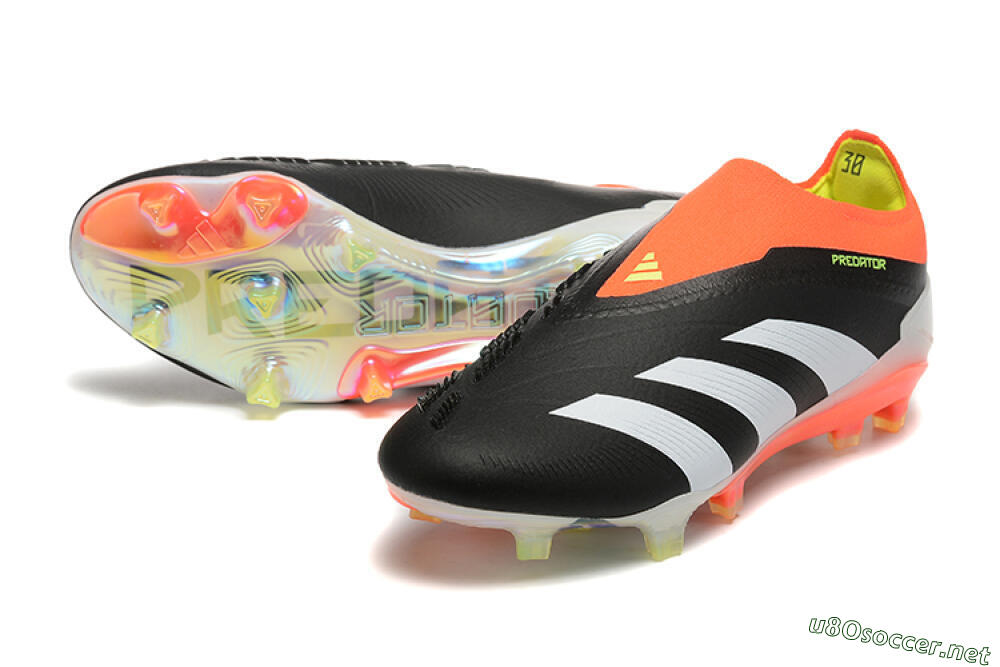 Men's Adidas Predator Accuracy+ Laceless FG Football Boots - Black/White/Orange 3