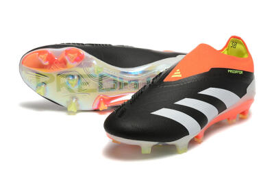Men's Adidas Predator Accuracy+ Laceless FG Football Boots - Black/White/Orange