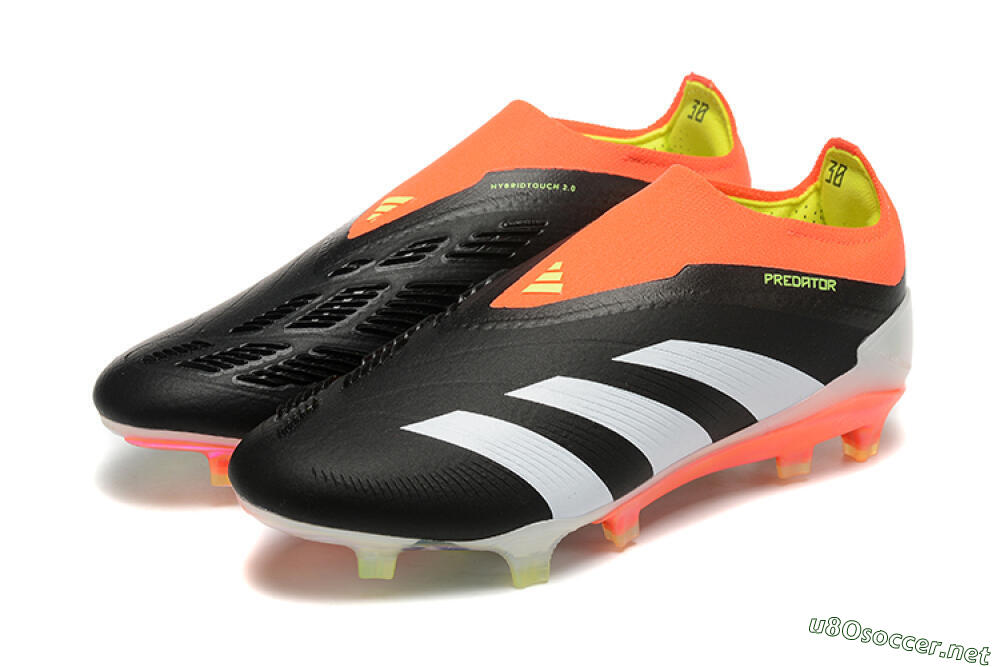 Men's Adidas Predator Accuracy+ Laceless FG Football Boots - Black/White/Orange 4