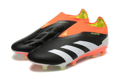 Men's Adidas Predator Accuracy+ Laceless FG Football Boots - Black/White/Orange