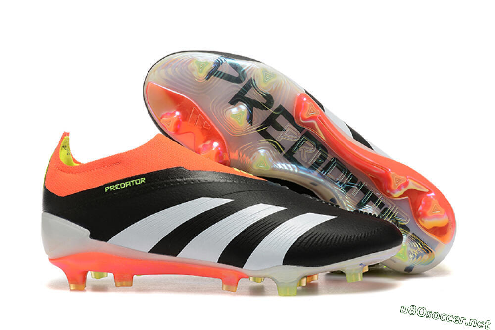 Men's Adidas Predator Accuracy+ Laceless FG Football Boots - Black/White/Orange 2