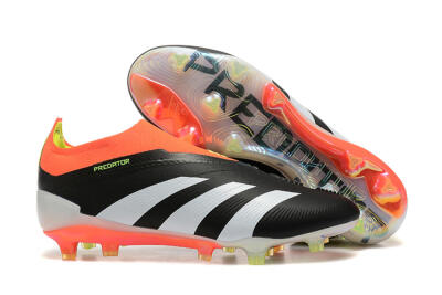 Men's Adidas Predator Accuracy+ Laceless FG Football Boots - Black/White/Orange