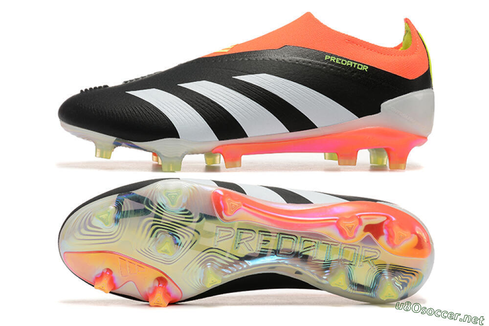 Men's Adidas Predator Accuracy+ Laceless FG Football Boots - Black/White/Orange 1