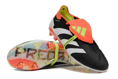 Unisex Adidas Predator Elite Foldover Tongue FG Football Boots - Black/White/Orange