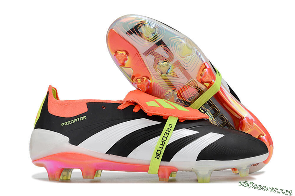 Unisex Adidas Predator Elite Foldover Tongue FG Football Boots - Black/White/Orange 2