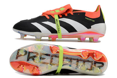 Unisex Adidas Predator Elite Foldover Tongue FG Football Boots - Black/White/Orange