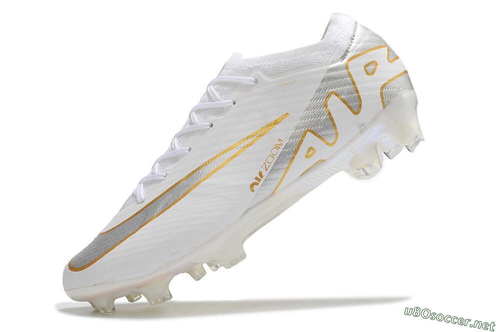 Men's Nike Air Zoom Mercurial Vapor 15 Elite FG Football Boots - White/Silver/Gold 5