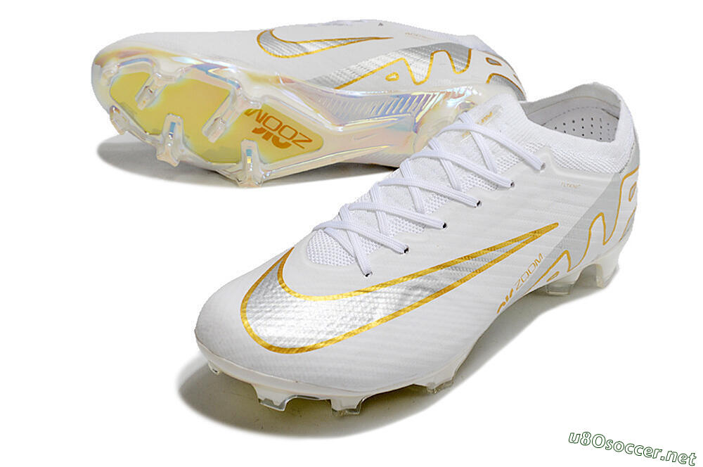 Men's Nike Air Zoom Mercurial Vapor 15 Elite FG Football Boots - White/Silver/Gold 3