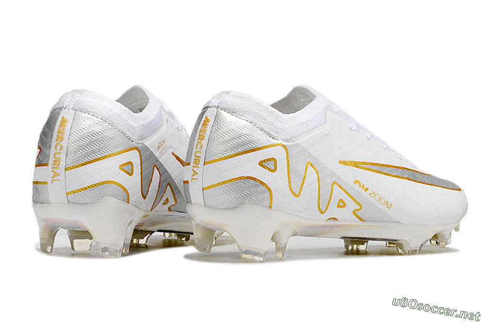 Men's Nike Air Zoom Mercurial Vapor 15 Elite FG Football Boots - White/Silver/Gold 6