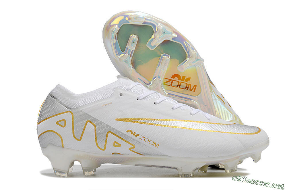 Men's Nike Air Zoom Mercurial Vapor 15 Elite FG Football Boots - White/Silver/Gold 2
