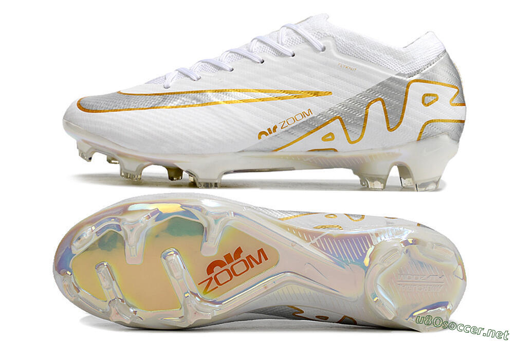 Men's Nike Air Zoom Mercurial Vapor 15 Elite FG Football Boots - White/Silver/Gold 1