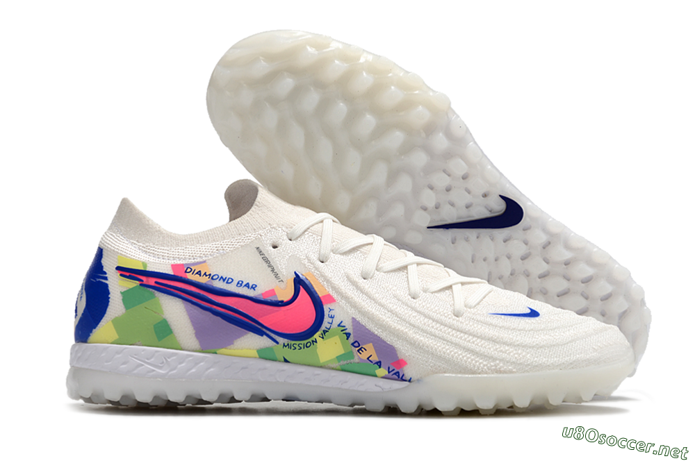 Men's Nike Phantom GX 2 Elite TF Football Shoes - White/Blue/Pink/Yellow 2