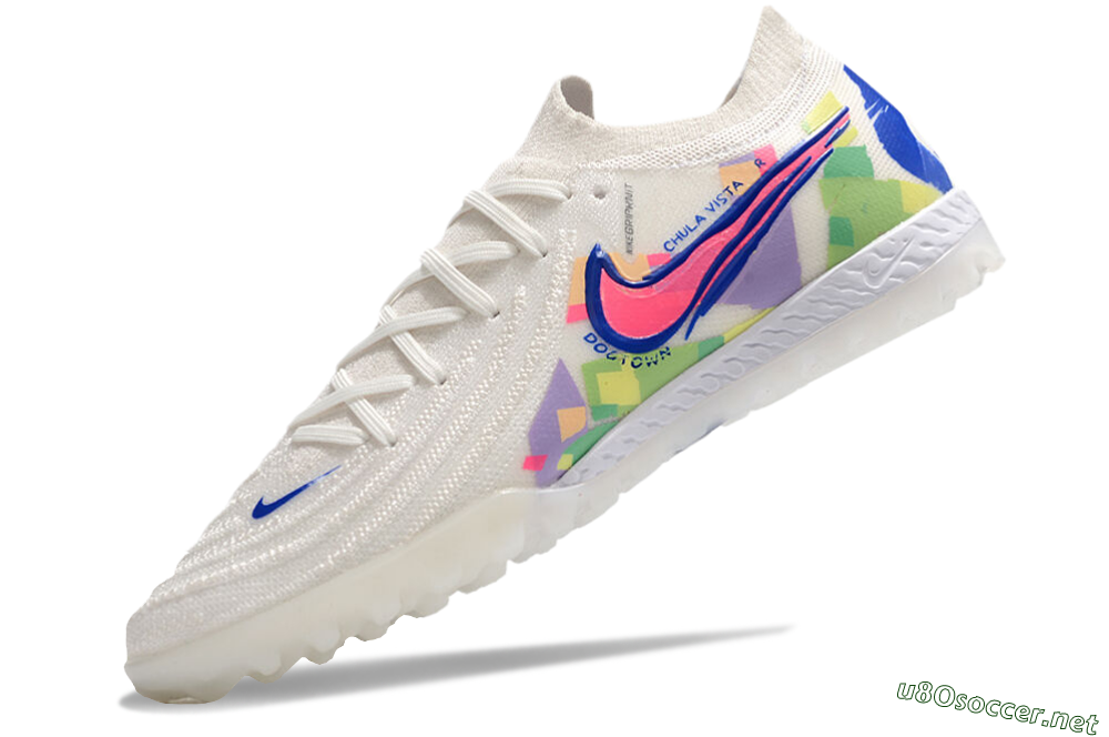 Men's Nike Phantom GX 2 Elite TF Football Shoes - White/Blue/Pink/Yellow 4