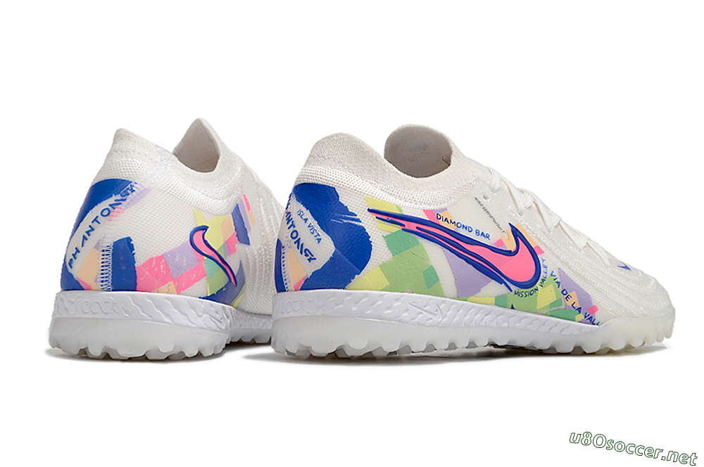 Men's Nike Phantom GX 2 Elite TF Football Shoes - White/Blue/Pink/Yellow 6