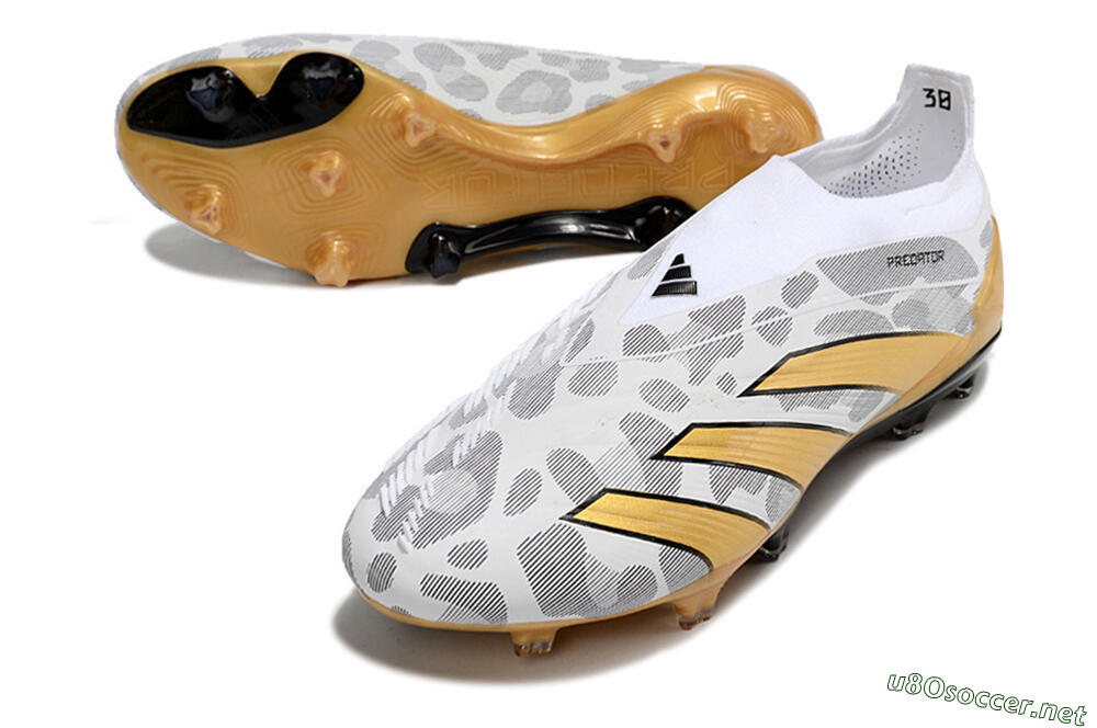 Men's Adidas Predator Accuracy+ Laceless FG Football Boots - White/Grey/Gold 3