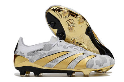 Men's Adidas Predator Elite FG Football Boots - White/Grey/Gold