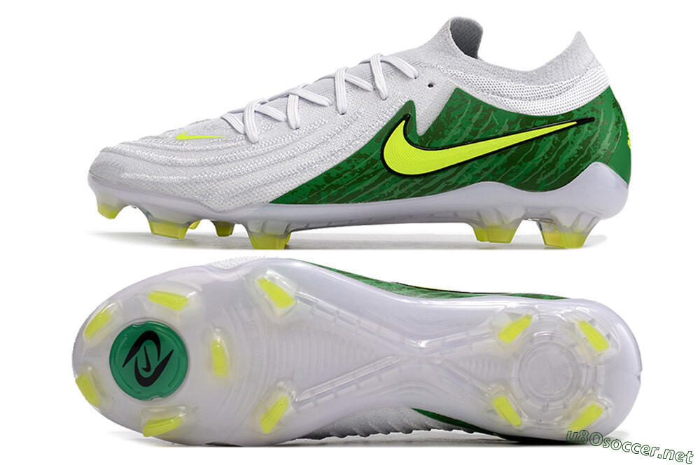 Men's Nike Phantom Luna Elite NU FG Football Boots - White/Green/Yellow 1