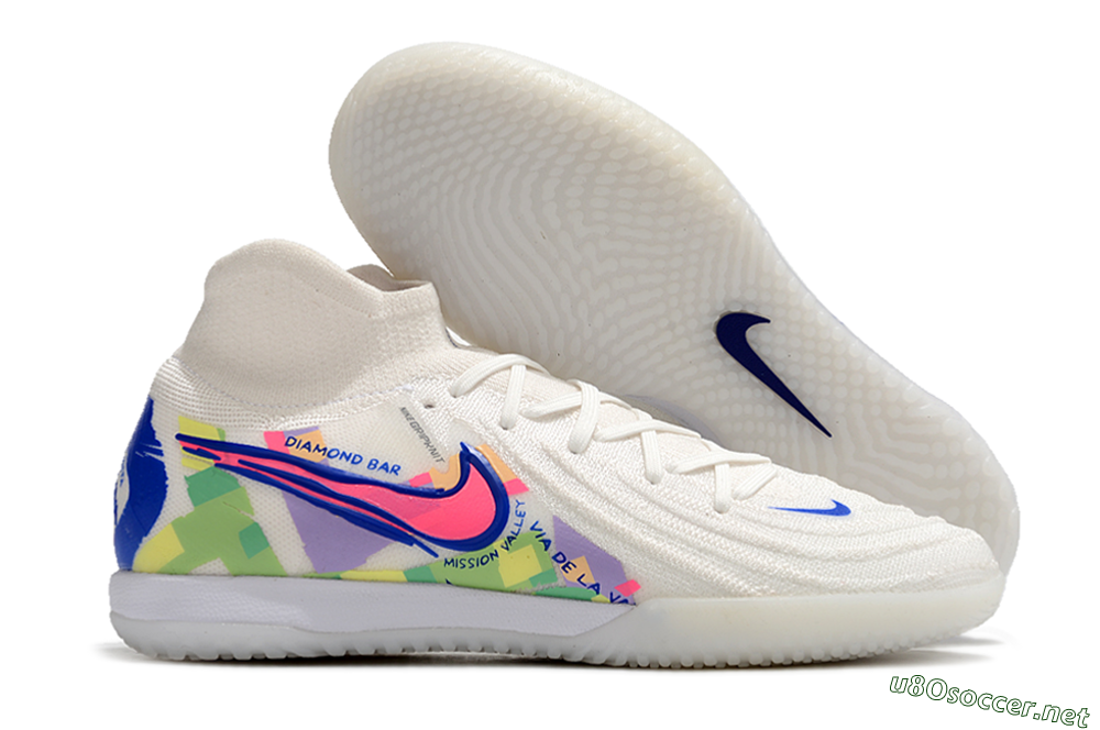 Men's Nike Phantom Luna Elite NU IC Football Shoes - White/Blue/Pink/Yellow 2