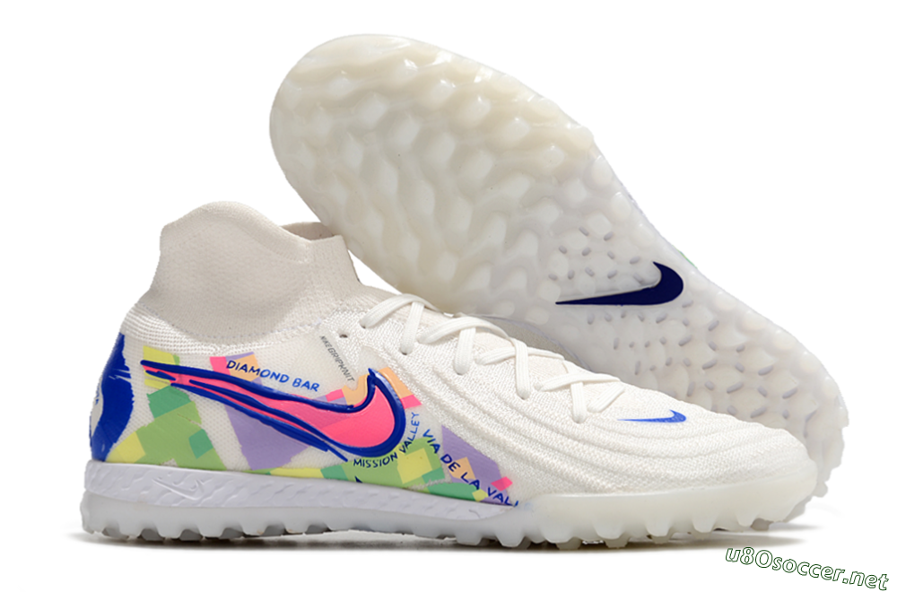 Men's Nike Phantom Luna Elite NU TF Football Shoes - White/Blue/Pink/Yellow 2