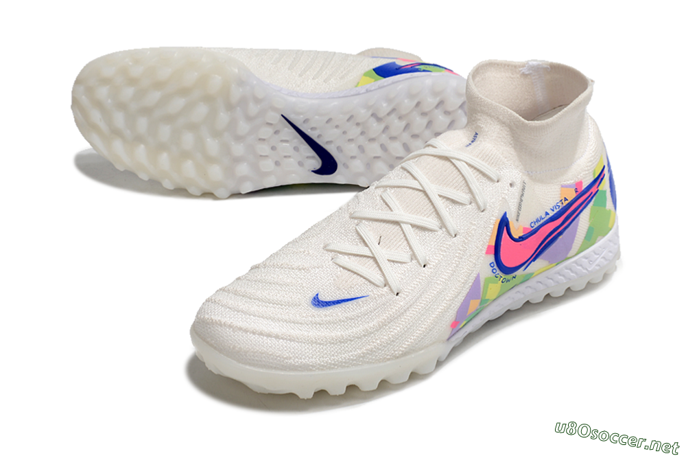Men's Nike Phantom Luna Elite NU TF Football Shoes - White/Blue/Pink/Yellow 3