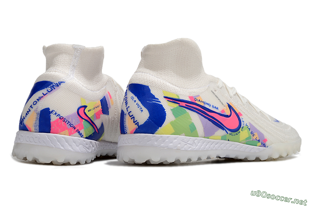 Men's Nike Phantom Luna Elite NU TF Football Shoes - White/Blue/Pink/Yellow 6