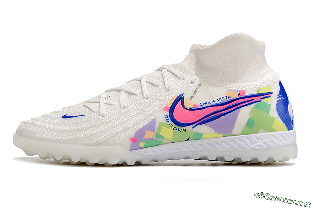 Men's Nike Phantom Luna Elite NU TF Football Shoes - White/Blue/Pink/Yellow 0